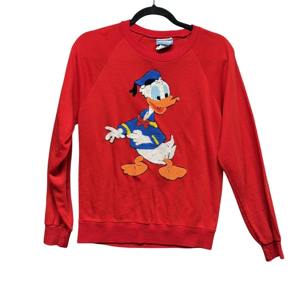 Vintage Donald Duck Sweater Womens Large Crewneck Disney Sunday Comics 80s Korea - Picture 1 of 9